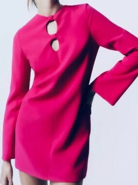 ZARA NEON FUSCHIA MINI SHIFT DRESS